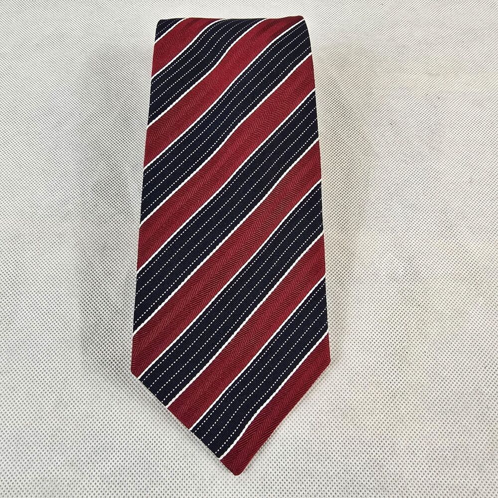 Fratelli Moda Necktie Silk Blue Dark Red Stripe Repp Tie Retro Tie Italy